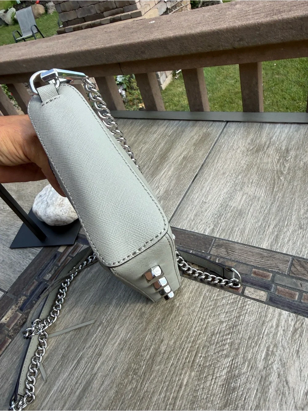 EUC Rebecca Minkoff Avery_ Saffiano Leather Neutral Crossbody Bag